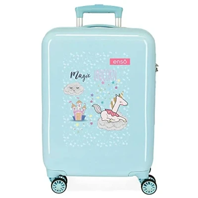 Image of Enso Magic Unicorn Cabin Suitcase Blue 38 x 55 20 cm Rigid ABS Side Combination Lock 34L 2 kg 4 Wheels Double Hand Luggage