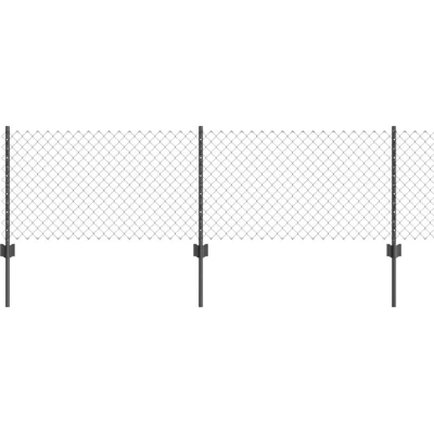 Image of vidaXL Chain Link Fence with 22 U Posts Grey 0.6x25 m Steel