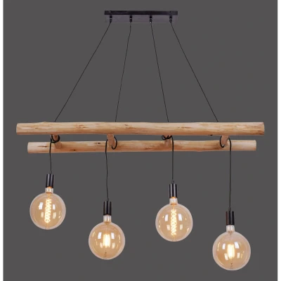 Image of JUST LIGHT. Edgar hanging light made of wood, four bulb