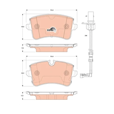 Image of 4H0698451C, 4H0698451D, 4H0698451K, 4H0698451R brake pad set TRW COTEC GDB1867 incl. wear warning contact with caliper screws accessories