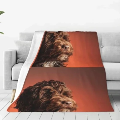 Image of VhoMes Blanket Adorable Cockapoo Dog Soft Throw All Season Warm Blankets Lightweight Fuzzy Flannel Throws for Bed Sofa Couch 150X125 CM