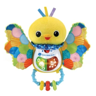 Image of VTech Baby Rattle &amp; Shake Birdie, Sensory Toy with Music, Sounds, Colours, Lights, Interactive Gift for Boys Girls 3, 6, 12, 18 Months +, English Version