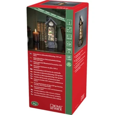 Image of Konstsmide Christmas Decorations LED Snow Globe Elf House/Indoor, 5 Hour Timer/Battery Operated: 3xC 1.5V (excl.)/Christmas Lantern 1 Warm White Diodes