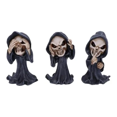 Image of Nemesis Now Three Wise 11cm See No Hear Speak Evil Cartoon Grim Reapers, Black