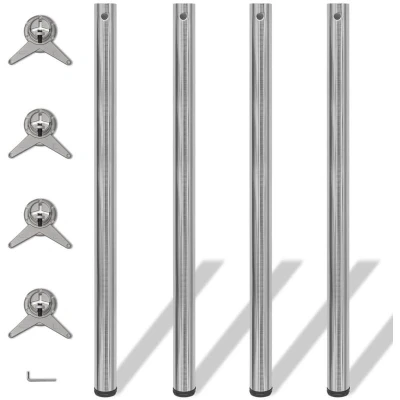 Image of vidaXL 4 Height Adjustable Table Legs Brushed Nickel 1100 mm