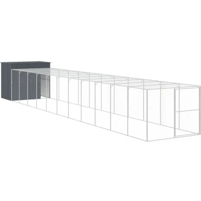 Image of vidaXL Dog House with Galvanised Steel Run Versatile Pet Shelter Durable Construction, Weather Resistant Roof &amp; Convenient Access in Anthracite
