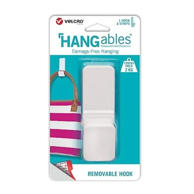 Image of VELCRO Brand HANGables® Removable Large Hook Strong Self Adhesive for Damage Free Hanging White Holds up to 2kg per Set of 1