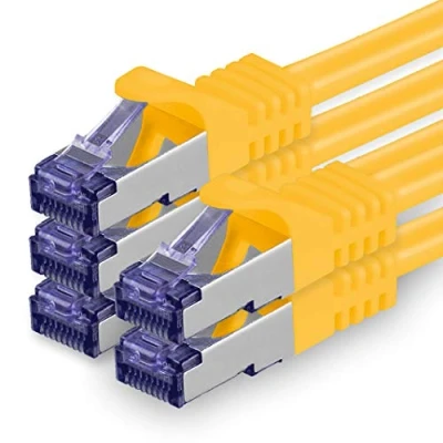 Image of 1aTTack.de Cat.7 Lan Ethernet cable 1m Yellow Cat7 Network 10GBASE T 10000 Mbps SFTP PIMF patchcable RJ45 plug