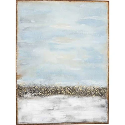 Image of Kare Design acrylic painting Abstract Horizon, gray blue/earth tones, canvas painting, portrait format, solid wood frame, hand painted, 90x120cm