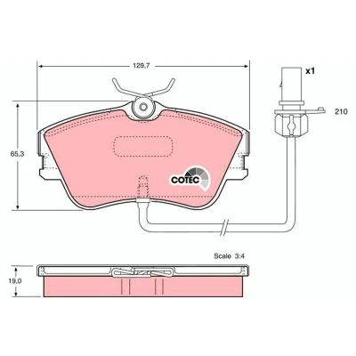 Image of 7D0698151B, 7D0698151G Brake pad set TRW COTEC GDB1367 incl. wear warning contact VOLKSWAGEN: Transporter 4, 4 Bus,