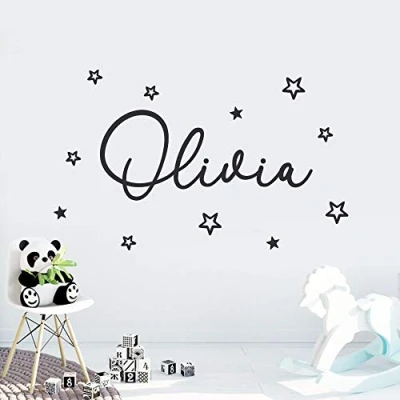 Image of Personalised Name Wall Art Sticker, Kids Nursery Room Decor, Removable Vinyl Decal