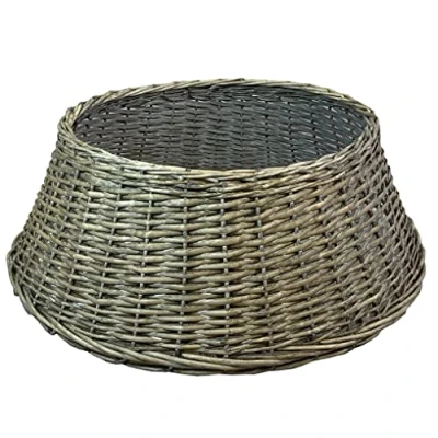 Image of Large Grey Wicker Christmas Tree Skirt Surround