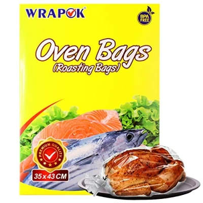 Image of WRAPOK Roasting Cooking Bags Oven Chicken Bag For Meat Poultry Fish Seafood Vegetable, Medium 5 (14 x 17 Inch)
