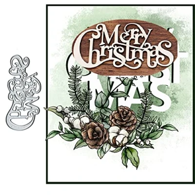 Image of Merry Christmas Tree Metal Die Cuts,Merry Letter Cutting Dies Cut Stencils for DIY Scrapbooking Album Decorative Embossing Paper Card Making