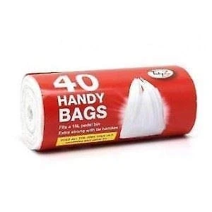 Image of Extra Strong Handy Pedal Bin Bag Liners With Tie Handles B0046 15 Litres Pack of 40