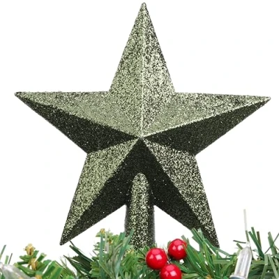 Image of Christmas Concepts® 20cm Glitter Tree Top Star Decoration Topper (Forrest Green)