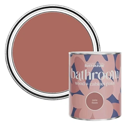 Image of Rust Oleum Red Moisture Resistant Bathroom Wood and Cabinet Paint in Satin Finish Salmon 750ml