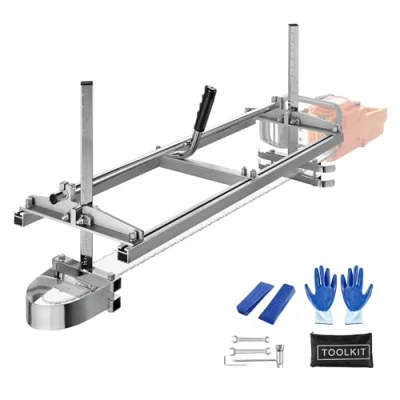 Image of VEVOR Portable Sawmill 14&quot; 36&quot; Guide Bar Galvanized Steel Chainsaw Planking 0.2&quot; 11.81&quot; Thickness, Wood Lumber Cross Cutting Saw Mill for Builders and Woodworkers, Silver