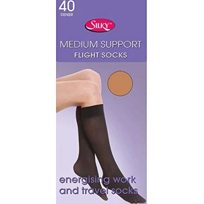 Image of Silky 40 Denier Energising Medium Support Knee High Socks (2 Pair Pack) (Melon)