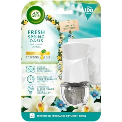 Image of Air Wick Plug in Diffuser Kit, Fresh Spring Oasis, 1 Device &amp; Refill (19ml), Long Lasting Fragrance, Lasts up to 100 days, freshener