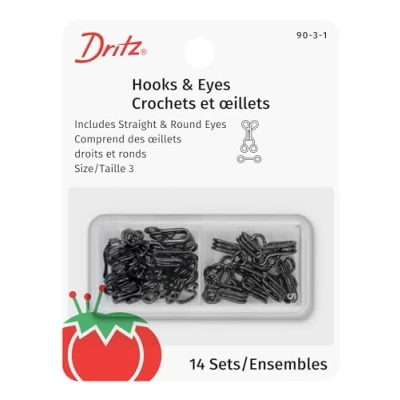 Image of Dritz Hooks &amp; Eyes, Alloy Steel, Black, Size 3