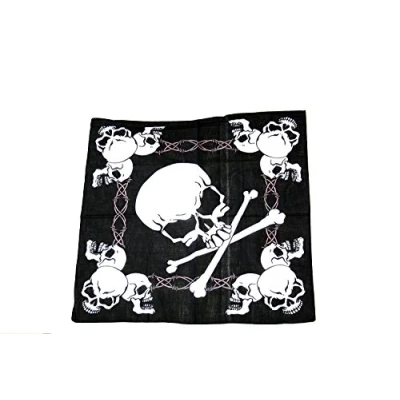 Image of Zac&#039;s Alter Ego Large Skull &amp; Crossbones Print Bandana/Face Mask with Chain Triple Border