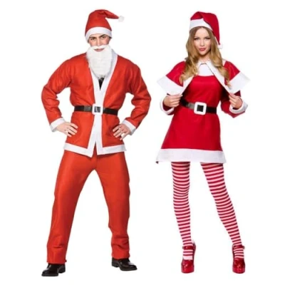 Image of jokeshop Mr &amp; Mrs Claus Couple&#039;s Costume&#039;s Father Christmas Miss Santa Fancy Dress Outfit Suit