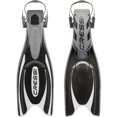 Image of Cressi Men&#039;s Frog Plus Open Heel, Black/Silver, L XL UK 10 11 EU 44 47