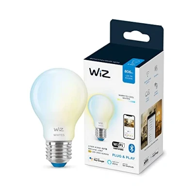 Image of WiZ Tunable White [E27 Edison Screw] Smart Connected WiFi Frosted Light Bulb. 60W Warm to Cool Light, App Control for Home Indoor Lighting, Livingroom, Bedroom.