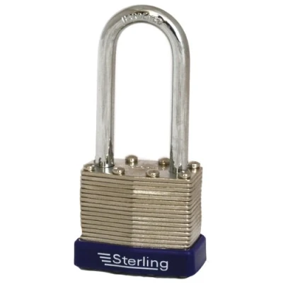 Image of Sterling LPL242 40mm Double Locking Laminated Padlock with Long Shackle, Chrome and Blue