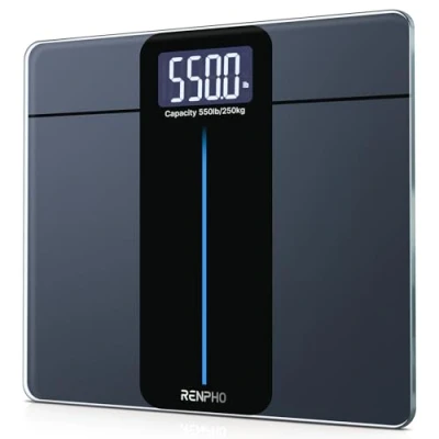 Image of RENPHO Scale for Body Weight 550lb, Digital Bathroom with Large LED Display, Extra High Capacity, Weighing Machine Big Platform, Most Accurate to 0.05lb, 13x11.8in, Core 1L