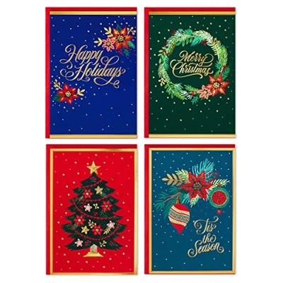 Image of Hallmark Christmas Card Assortment Boxed Festive Foil (40 Cards &amp; Envelopes)