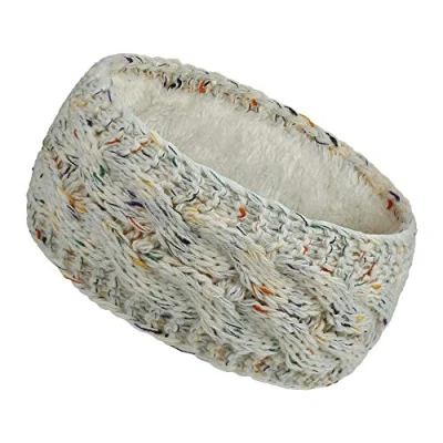 Image of Women Ear Warmer Headband Fleece Lined Winter Warm Knitted Thick Hairband Thermal Headbands Elastic Hair Wrap (A Beige)