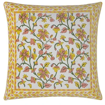 Image of Paoletti Mentera Feather Filled Cushion, Yellow/Peach Crush, 50 x cm