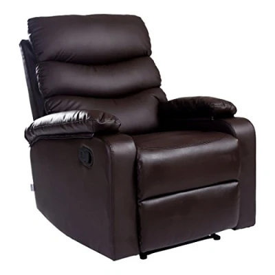 Image of More4Homes ASHBY BONDED LEATHER RECLINER ARMCHAIR SOFA CHAIR RECLINING HOME LOUNGE (Brown)
