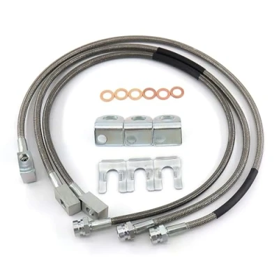 Image of 89715 Front and Rear Extended Stainless Brake Lines for Jeep Wrangler TJ YJ 87 06 / Cherokee XJ 84 01 4 6&quot; Lift
