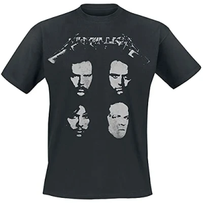 Image of Metallica T Shirt 4 Faces Band Logo Official Mens Black L