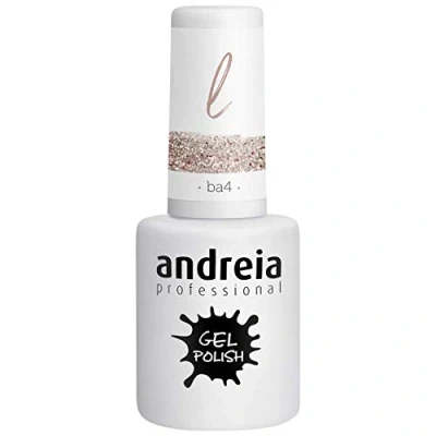 Image of Andreia Semi Permanent Nail Gel Polish for UV/LED Lamp Intense Shine and 4 weeks Lasting French Manicure Varnish Colour Ballet BA4 Pink Glitter 10.5 ml