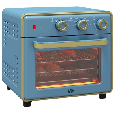 Image of HOMCOM 20L Countertop Mini Oven, 7 in 1 Toaster Oven with Warm, Broil, Toast, Bake, Air Fryer Setting, Timer, Adjustable Thermostat, 4 Dishwasher Safe Accessories, 1400W, Blue