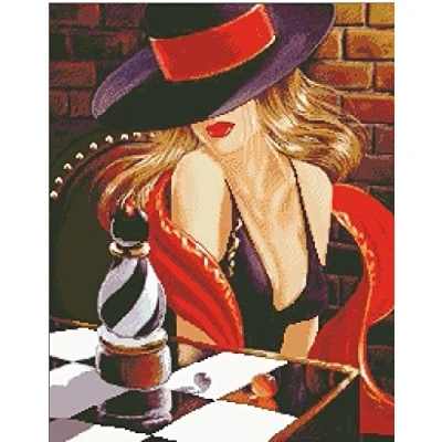 Image of Queen of the Bar cotton thread 14 ct 200x254 stitch.26 colors 45x57cm counted cross stitch kits