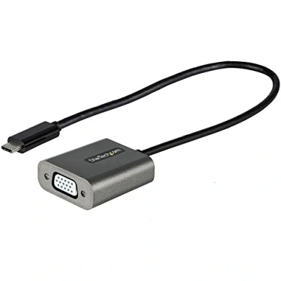 Image of StarTech.com USB C to VGA Adapter 1080p Type Dongle (DP Alt Mode) Monitor/Display Video Converter Thunderbolt 3 Compatible 12&quot; Long Attached Cable (CDP2VGAEC)
