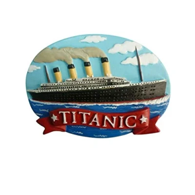 Image of Sg Titanic Blue Sky Background, Oval Resin Fridge Magnet