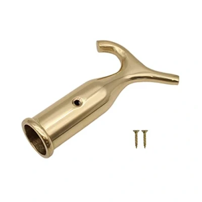 Image of EAI Sash Window Blind Pole Hook Polished Solid Brass 110mm