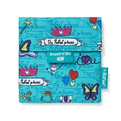 Image of Roll&#039;eat ® Reusable Snack Bag Kids Snacks Container Eco Friendly Food for Storage Princess Turquoise Color Holder Snack&#039;n&#039;Go