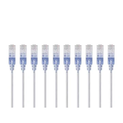 Image of Monoprice Cat6A Ethernet Patch Cable Snagless RJ45, 550Mhz, 10G, UTP, Pure Bare Copper Wire, 30AWG, 10 Pack, 0.5 Feet, White SlimRun Series