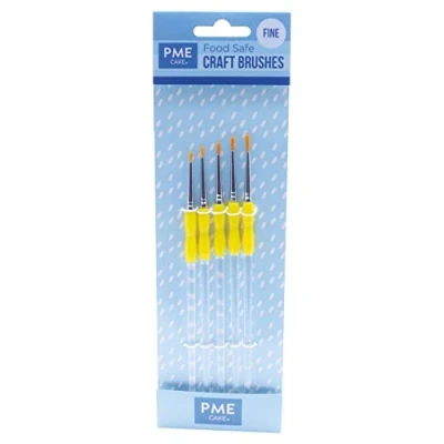 Image of PME CB1009 5 Piece Fine Craft Brush, Nylon, Yellow, 0.6 x 8.1 25.1 cm