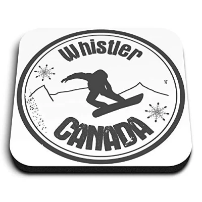 Image of 1 x Square MDF Fridge Magnet Whistler Canada Snowboard Ski 40015