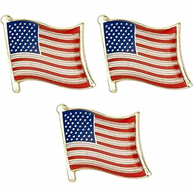 Image of 3 X United States Of America USA National Flag Metal Enamel Pin Badge Lapel