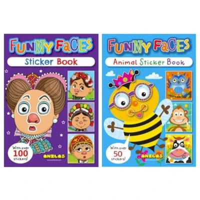 Image of Anilas Set of 2 Books: Funny Faces Sticker Book by Anila&#039;s &amp; Animal Anila&#039;s. Ideal for Children Aged 3 8