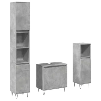 Image of vidaXL 3 Piece Bathroom Furniture Set Concrete Grey Engineered Wood